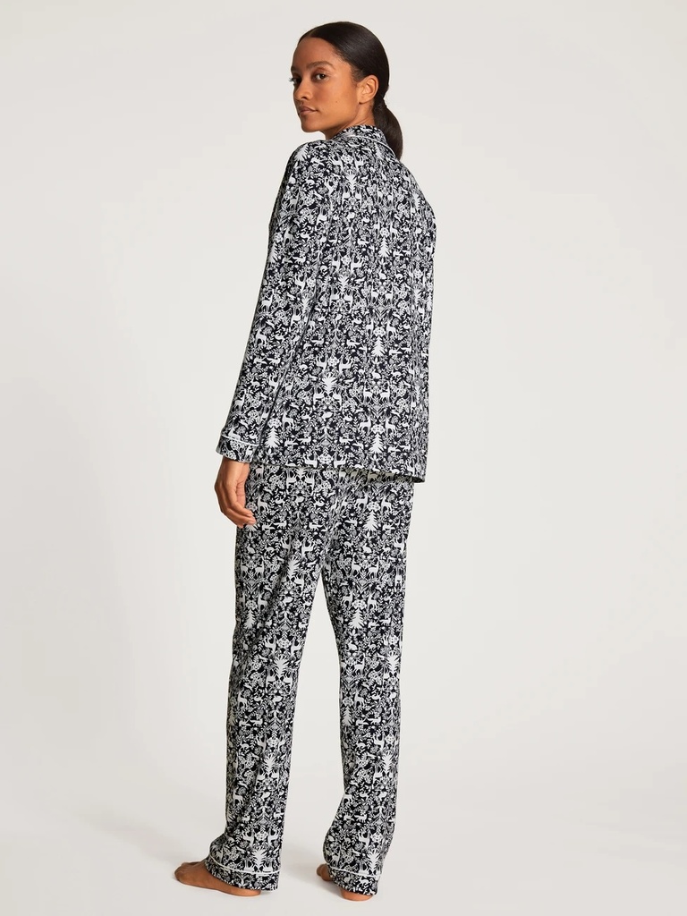 CALIDA Midnight Dreams Pyjama Manchetten Peacoat Blue, maat 36-38, Peacoat Blue., 36/38